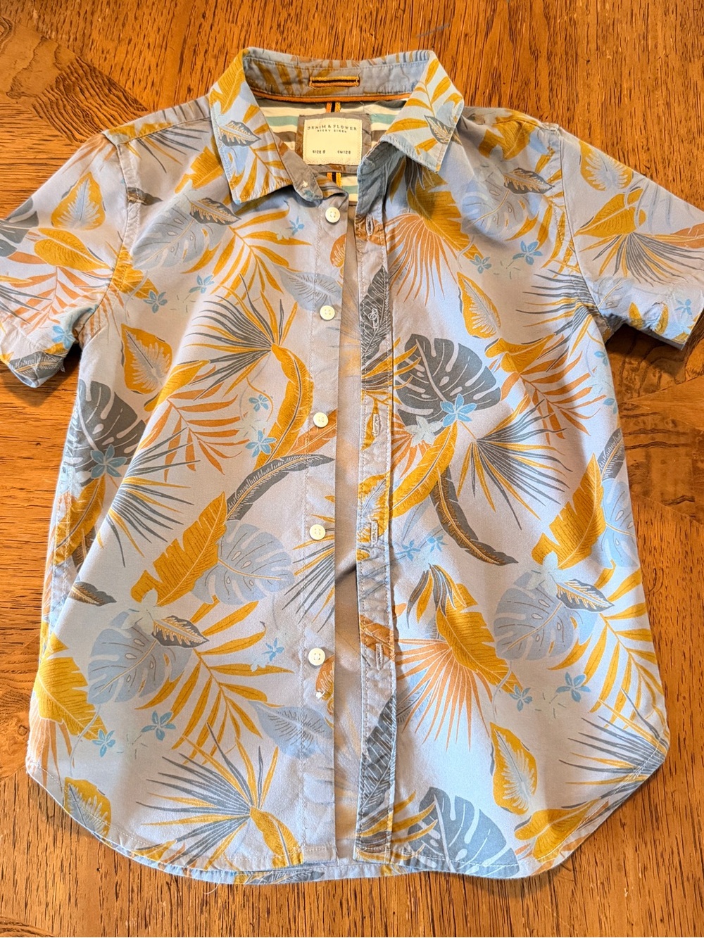 Denim & Flower Light Blue and Yellow Tropical Button-Down Shirt